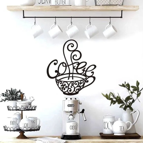 Black iron wall decoration with English letters silhouette background, 26x28cm modern craft