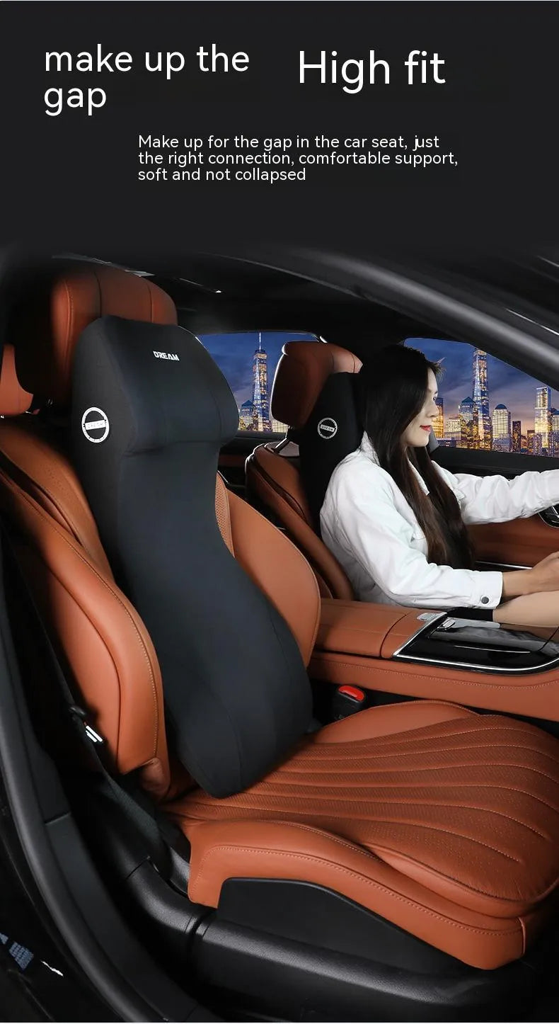 Automotive memory foam cushion and headrest lumbar support set in multiple colours