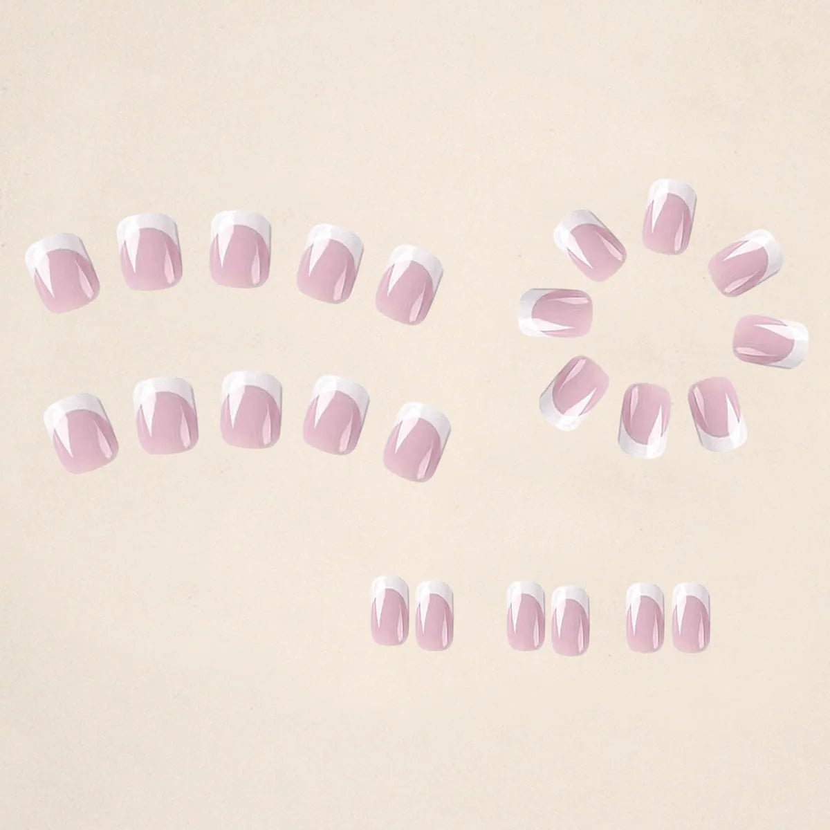 24 white acrylic fake nails with black plaid pattern, artificial nail tips for manicure