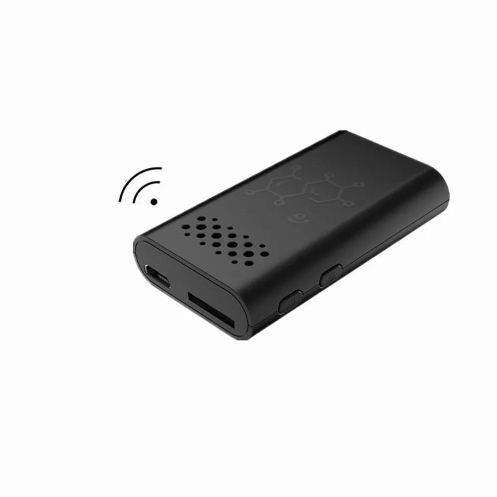Black indoor smart security camera with 1080p HD video for WiFi and mobile phone baby monitoring.