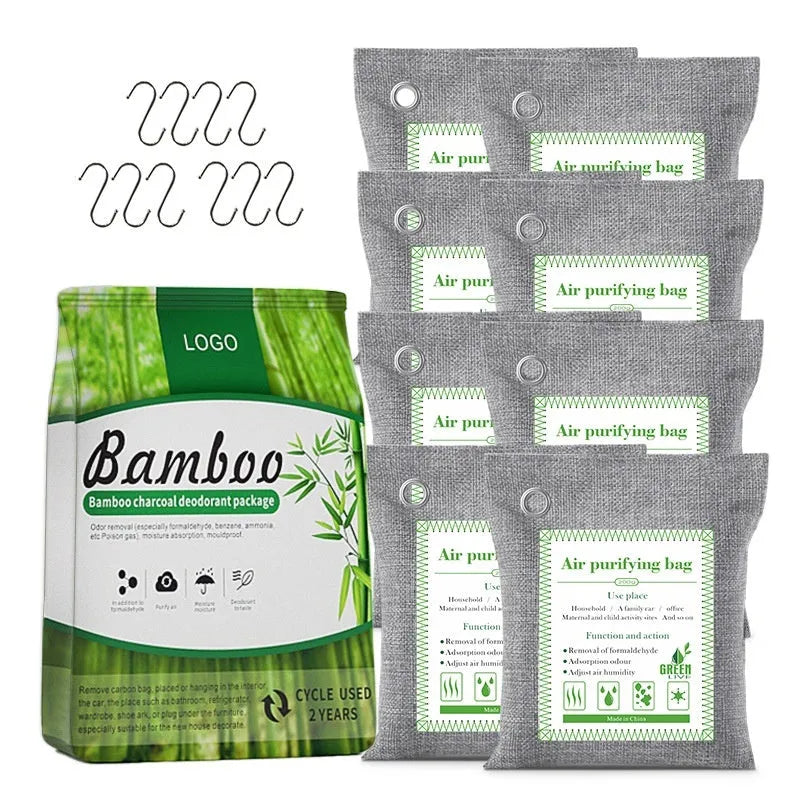 Bamboo charcoal air purification bags in three sizes for formaldehyde removal