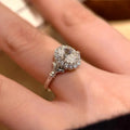 Silver colour adjustable ring with big diamond bridal bouquet geometry design and ellipse elements