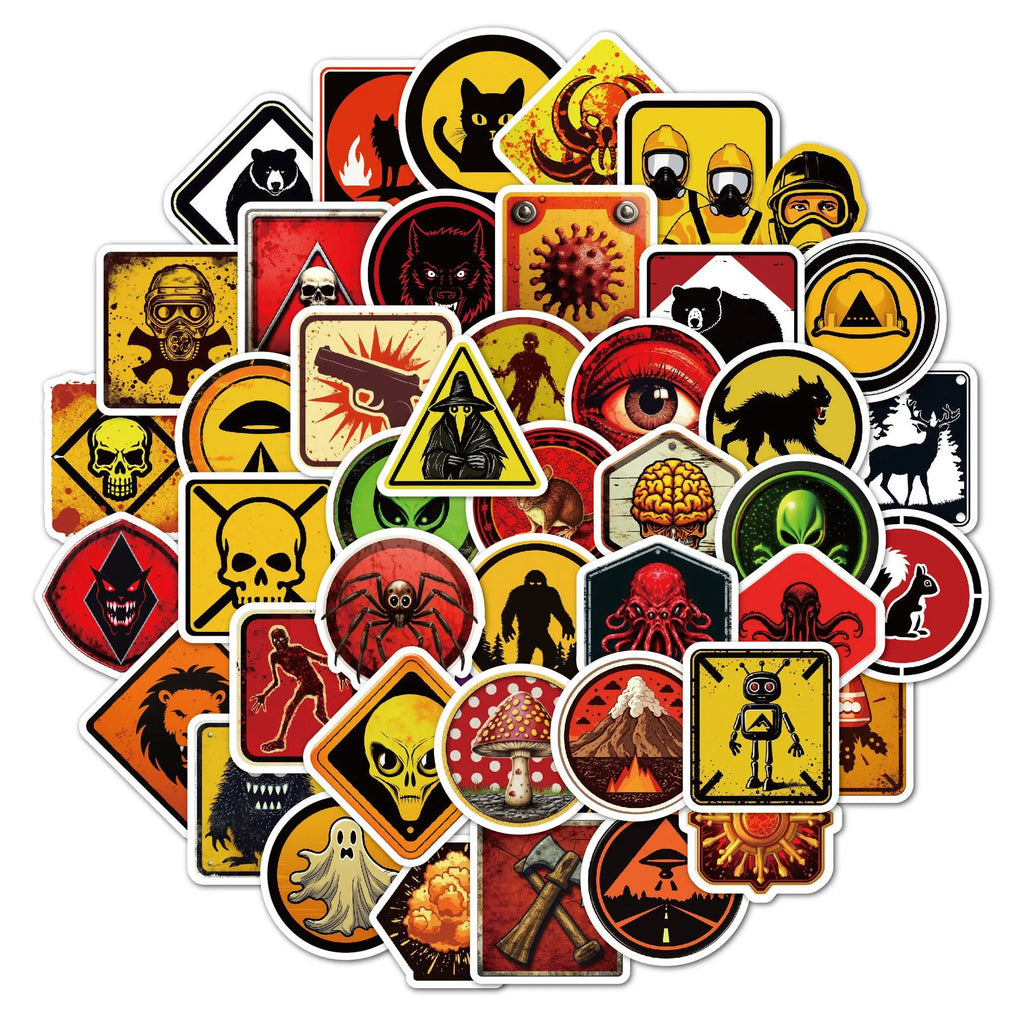 Waterproof personalised helmet stickers pack with bright film coating and warning slogans