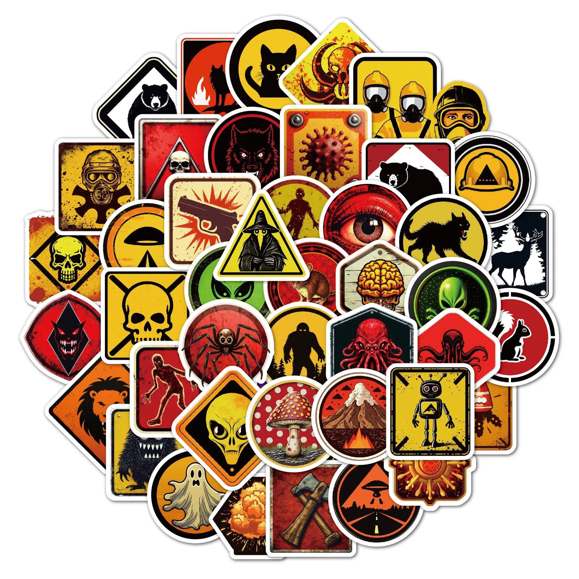 Waterproof personalised helmet stickers pack with bright film coating and warning slogans