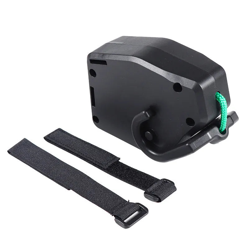 Black plastic bicycle trailer traction device with connecting rope and quick-release mechanism