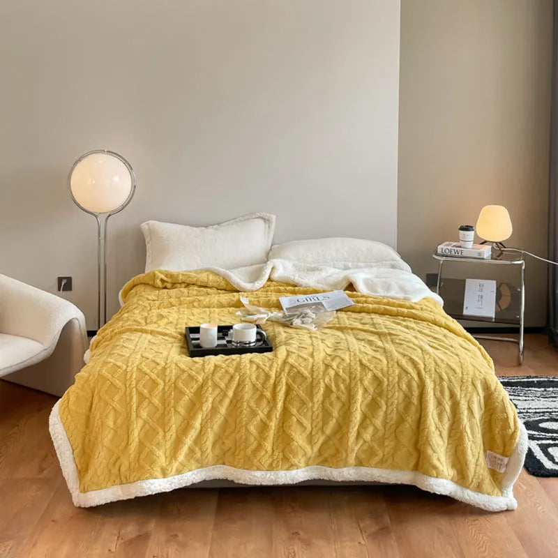 Polyester thermal blanket in beige colour with thick taffeta flannel construction measuring 180x200cm
