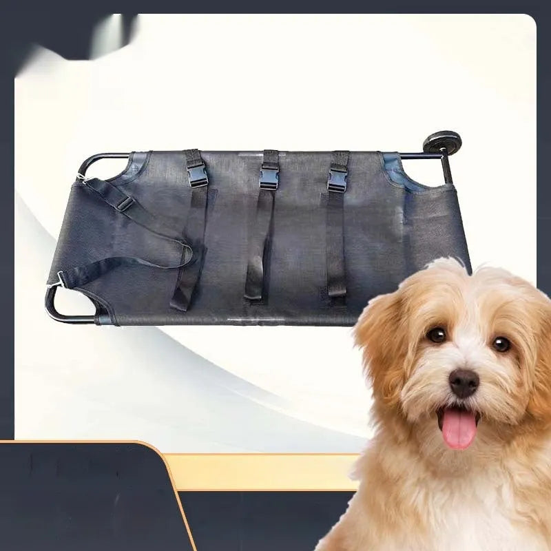 Black aluminium alloy pet stretcher for large dogs in emergency transport situations