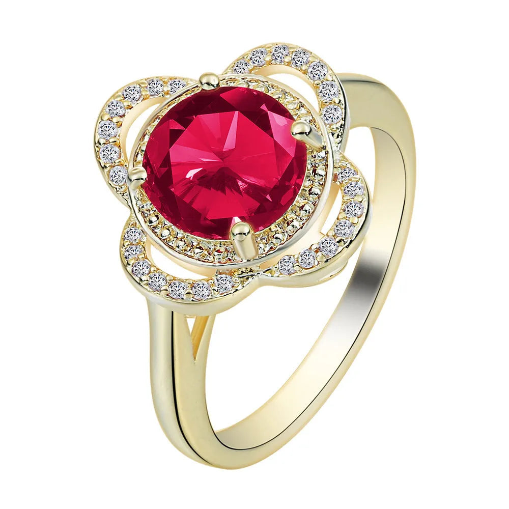 Copper fruit-shaped ring with zircon detailing in colour 10-6-1395, sizes 7-9