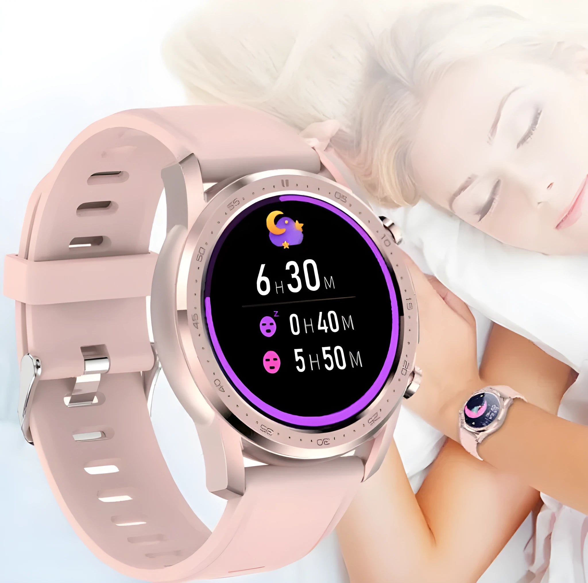 Youth2 Black smart bracelet with body temperature monitoring on a wrist, showing its 1.3-inch touch screen.