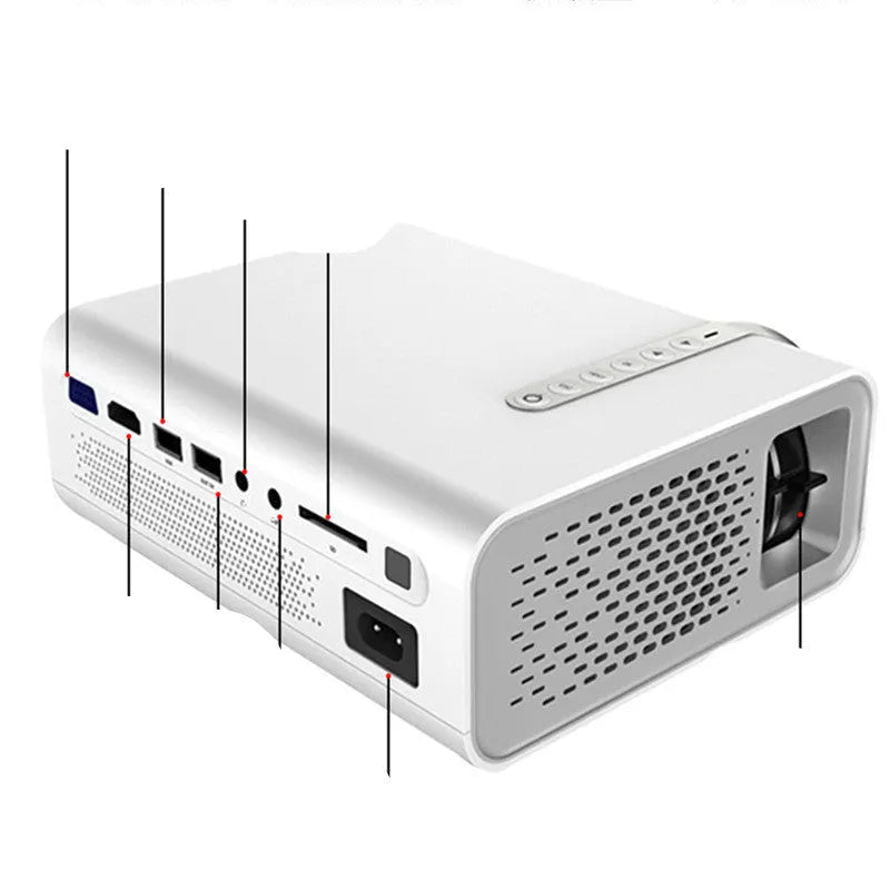 YG530 mini mobile phone projector in black or white with wireless connectivity for same-screen projection