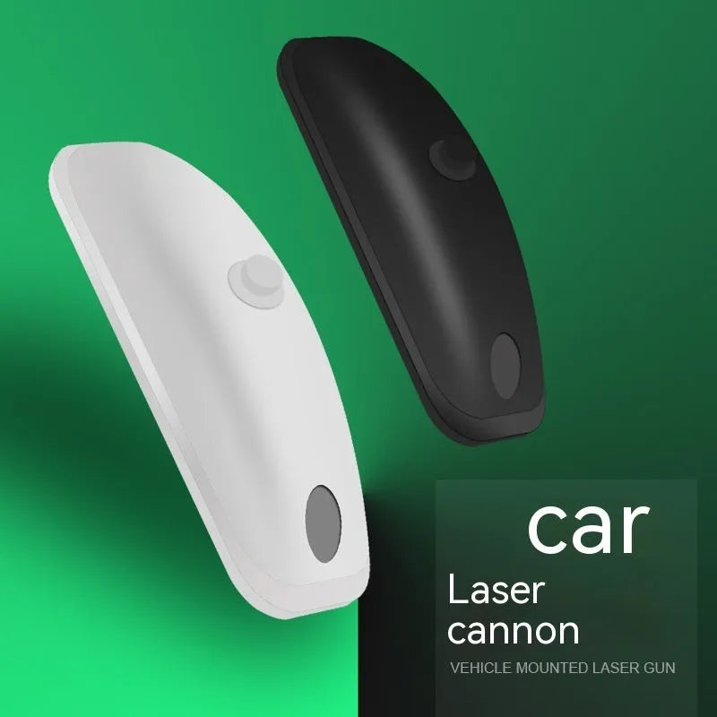 Black car strobe light with remote control showing 14cm length and USB charging cable