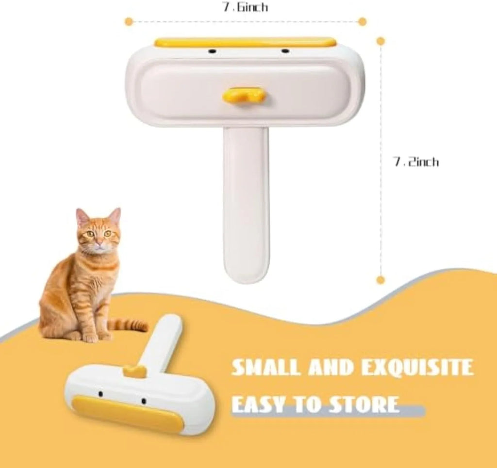 White portable pet hair remover roller with yellow duck design and polyester bristles for furniture and car seats