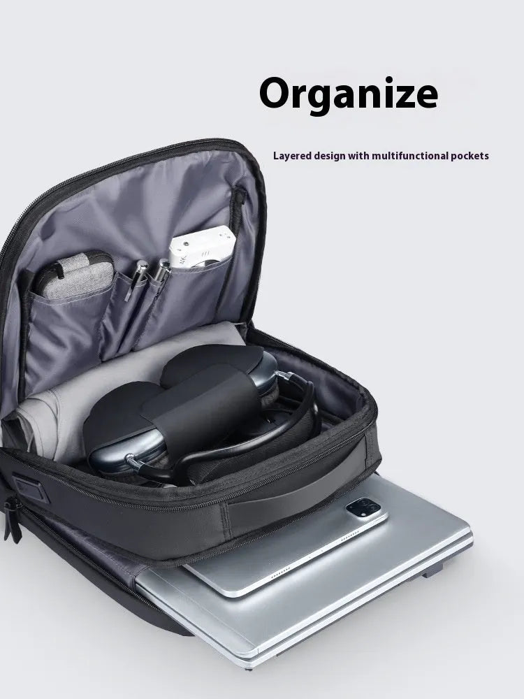 Graphite grey business backpack with USB charging port and Oxford cloth material