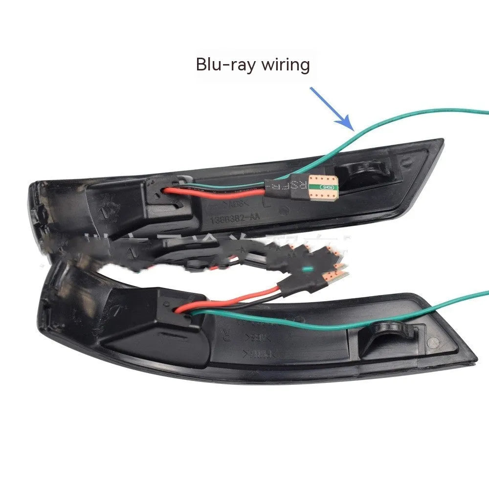 Ford Focus and Mondeo rearview mirror waterfall light in ABS plastic with blue and yellow LED options.