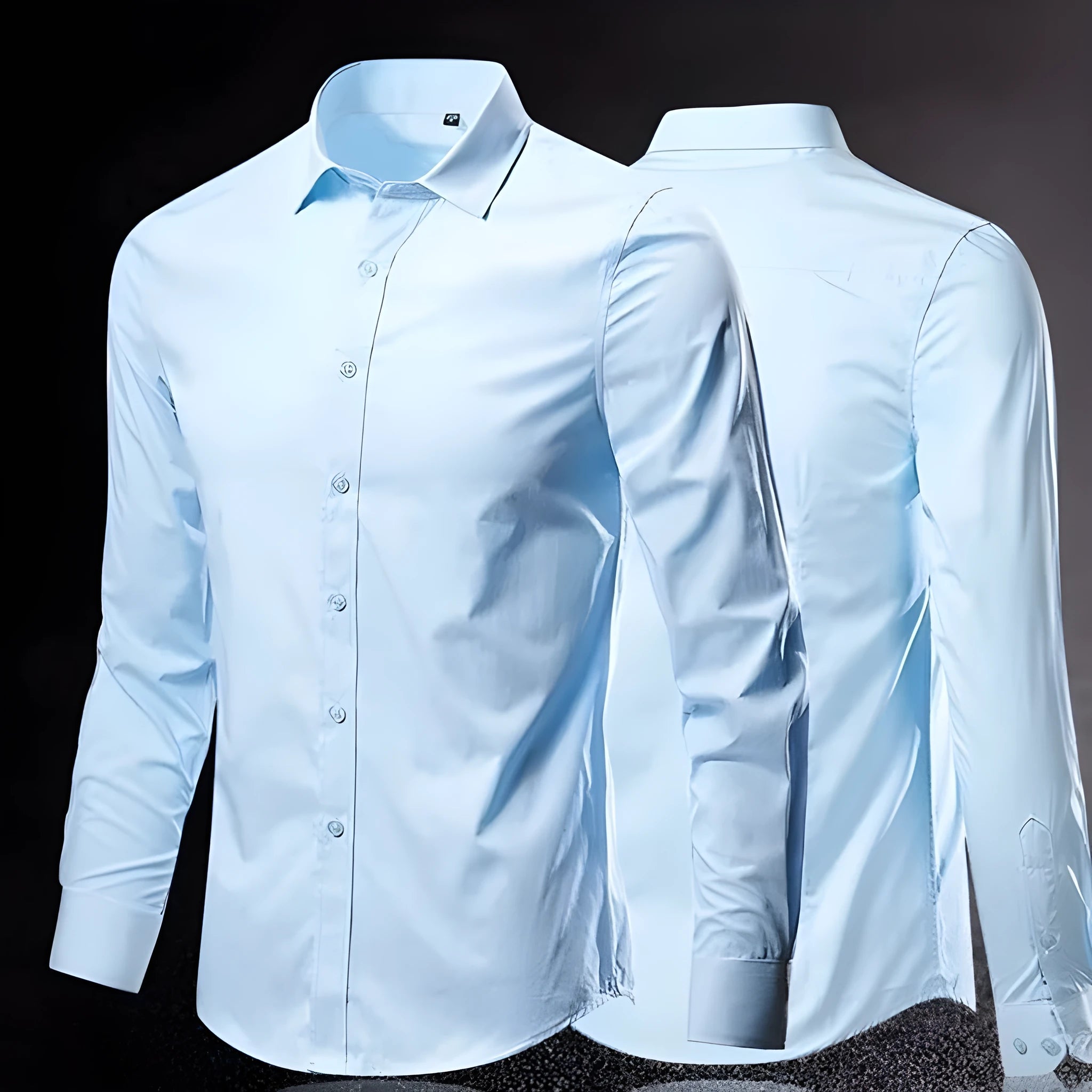 Long sleeve linen shirt in a loose fit, shown in a solid colour, with a button front and standard collar.