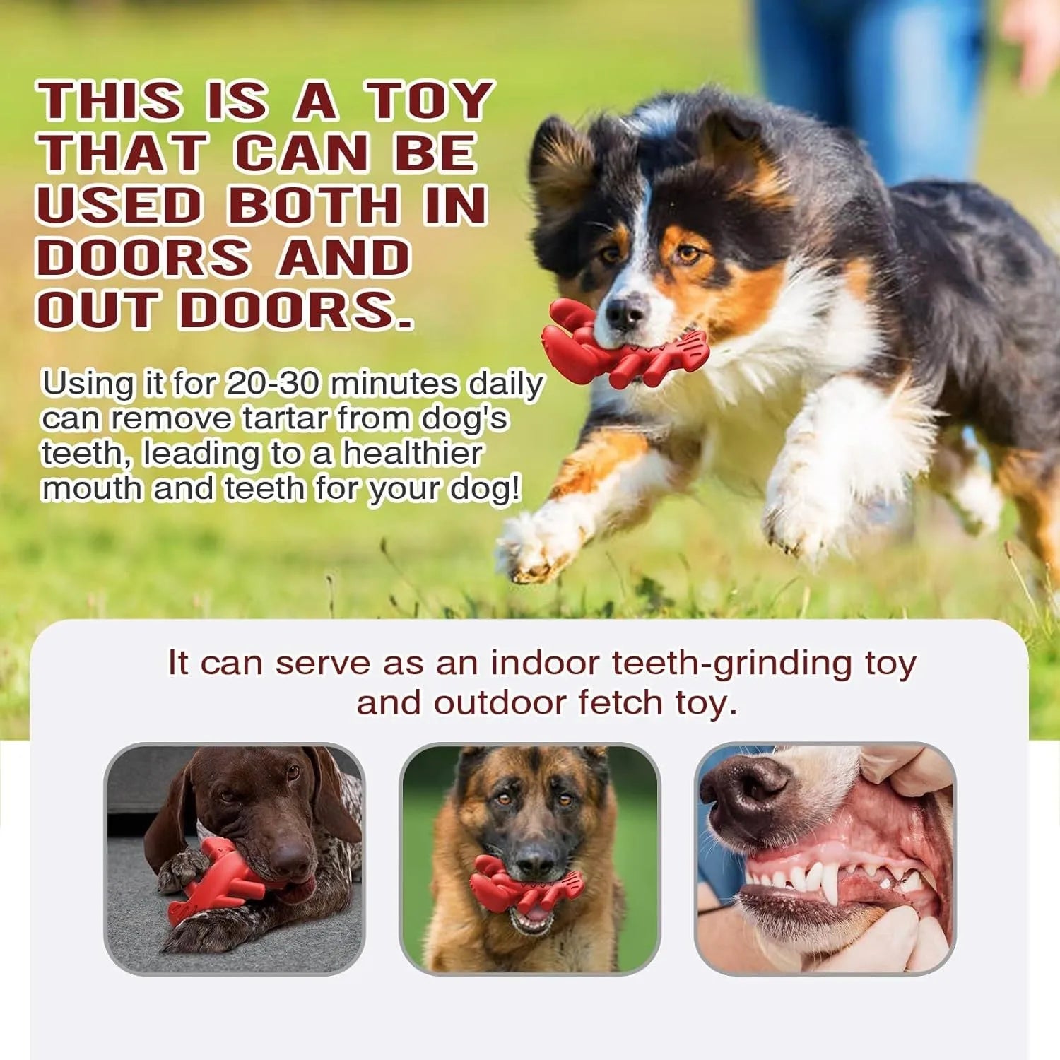 Red nylon chew toy for large breed dogs measuring 170mm long for aggressive chewers