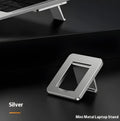 Aluminium folding laptop stand bracket in silver with compact 4.8cm design for computer cooling