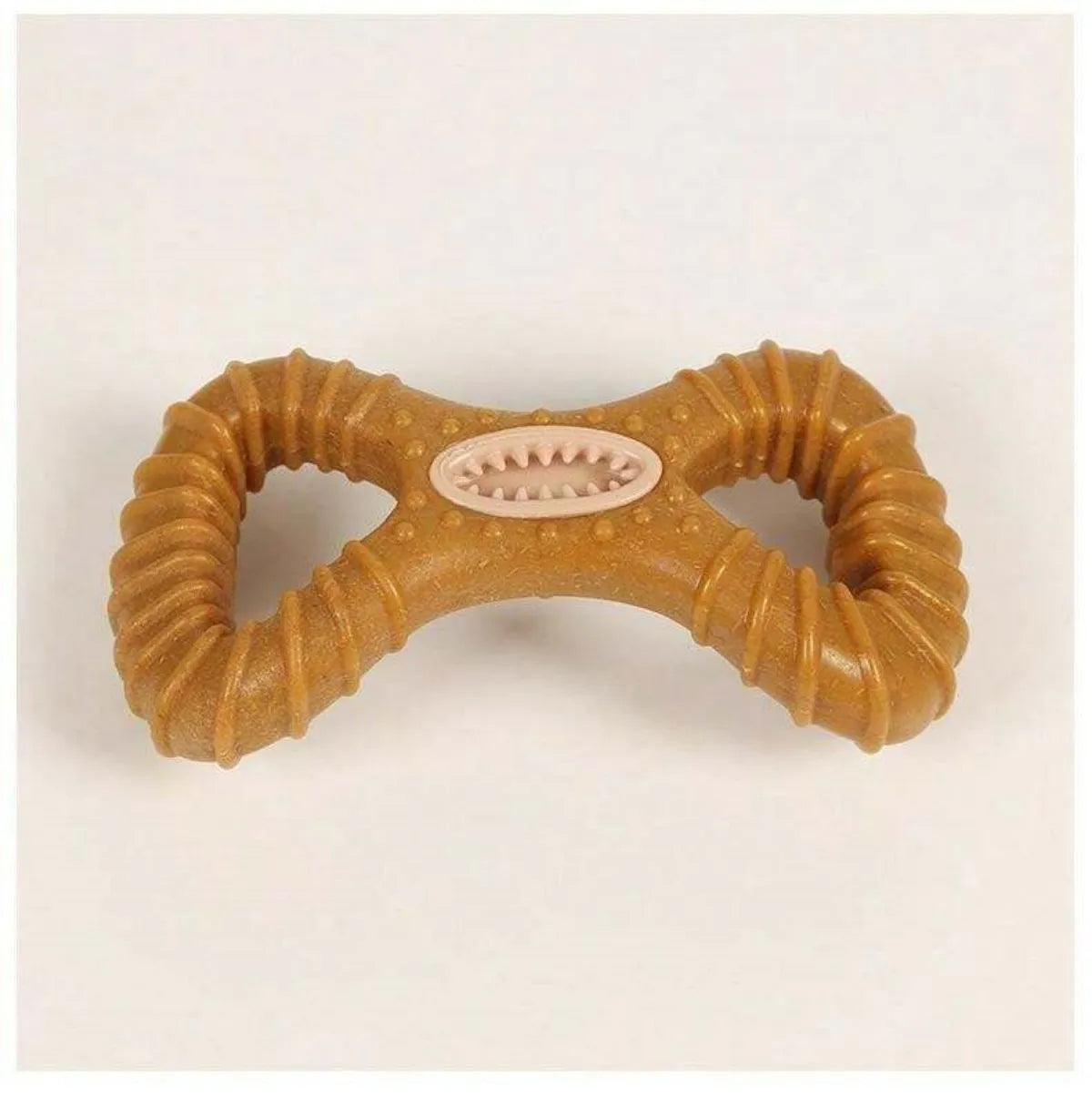 Durable rubber dog chew bone toy for teeth cleaning and play, shown in 8 shape and Y shape options.
