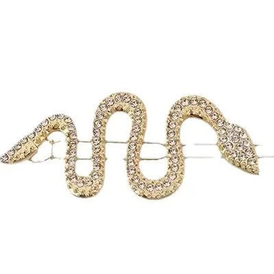 Vintage snake hair barrette with rhinestone detailing in gold and silver colour options