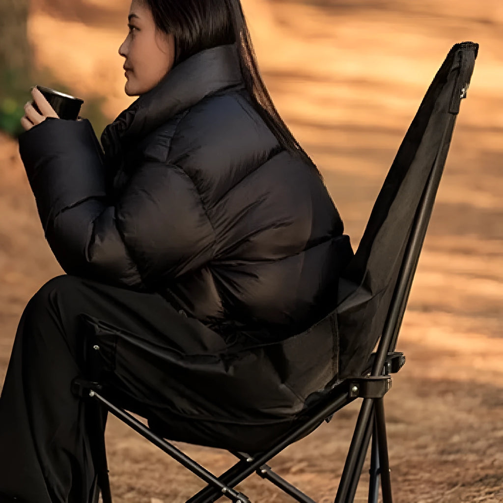 Night black Oxford cloth folding moon chair for camping and outdoor use