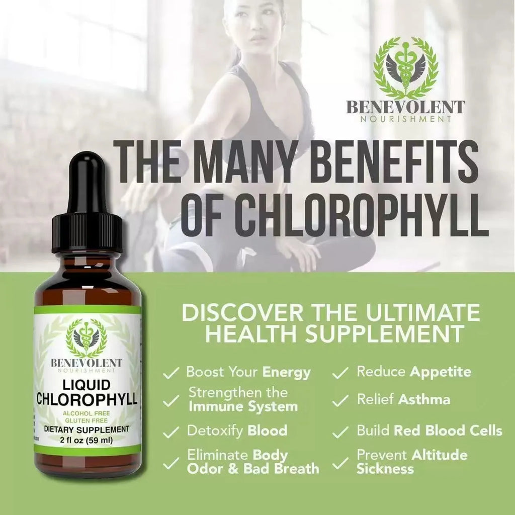60ml bottle of peppermint-flavoured liquid chlorophyll drops with dropper for adult digestive care