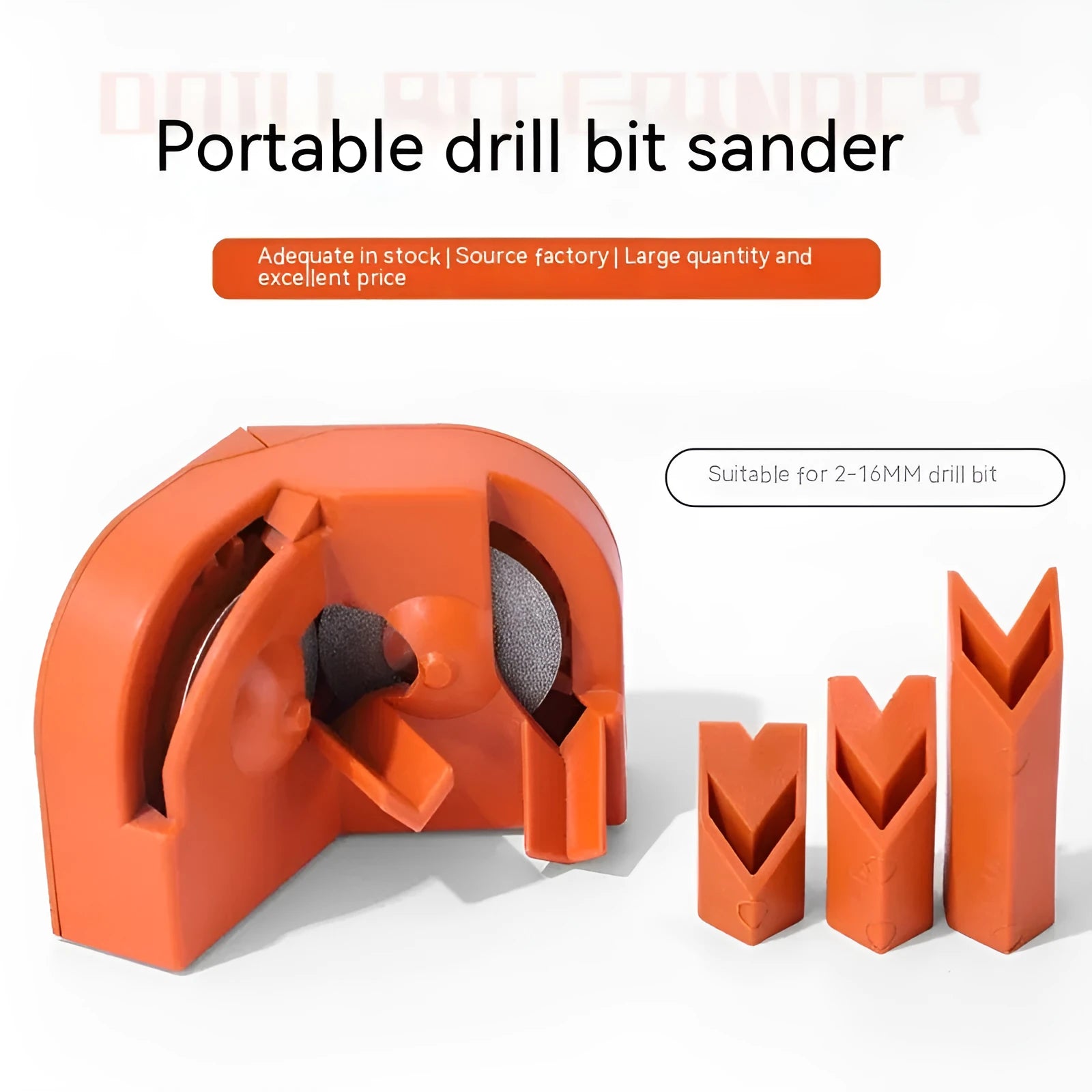 Portable grinding tool with orange and black sanding sets and universal drill attachment