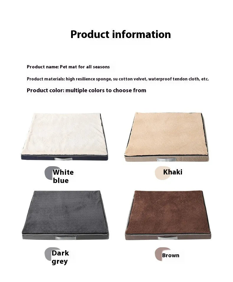 Removable cover memory sponge dog mat in brown, shown on a wooden floor.