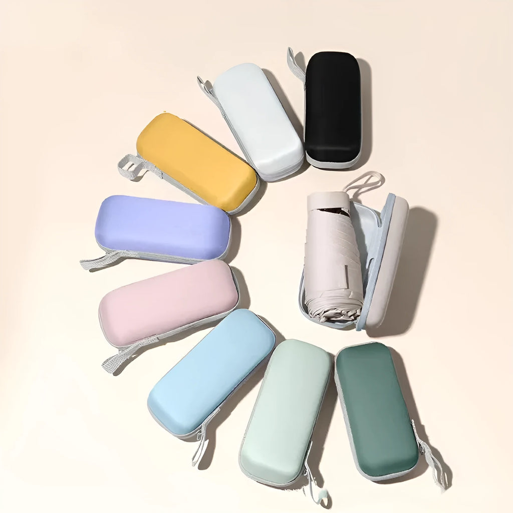 Ultra-light six-fold umbrella in a choice of colours with steel ribs and a storage cover.