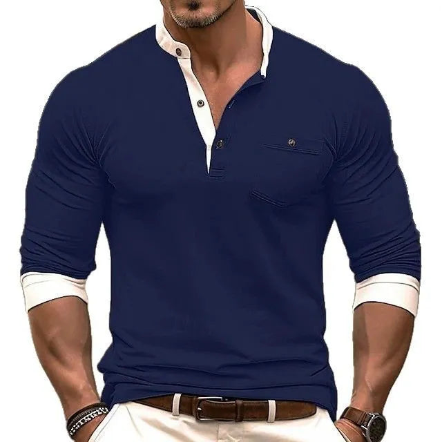 Men's long sleeve cotton t-shirt in six solid colours with round neck design