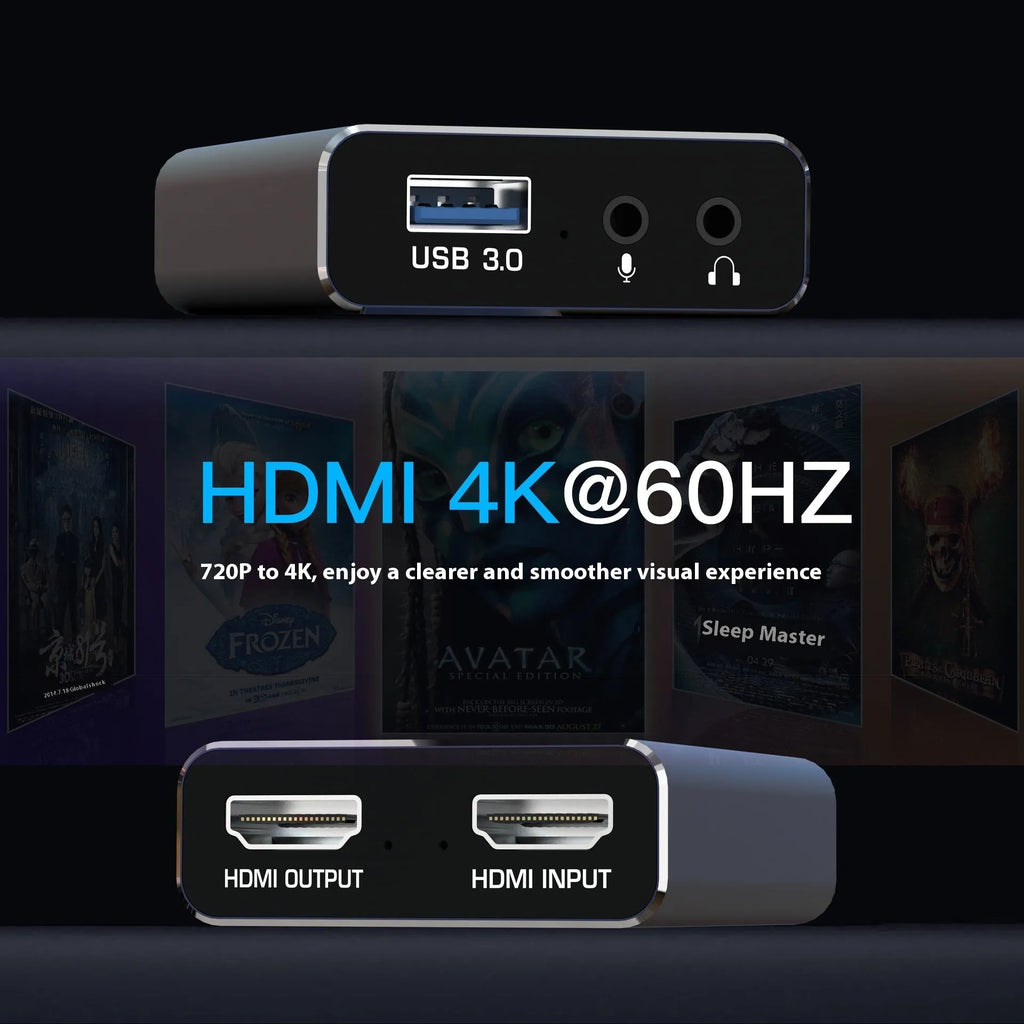 Black gaming set-top box with 4K upscaling and audio recording functionality