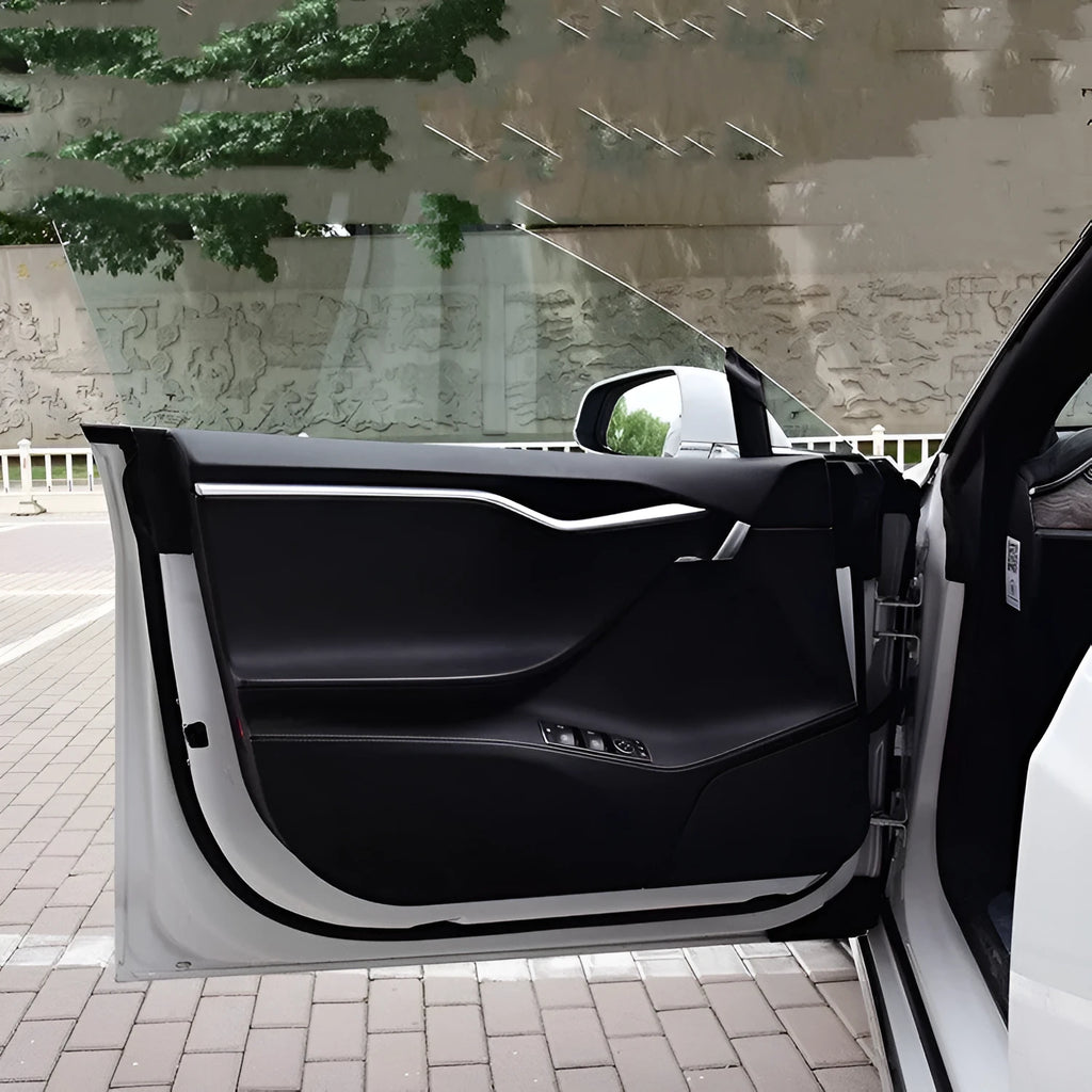 Carbon fibre protective film for Tesla Model S door controls in 4-piece set