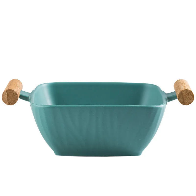 Creative irregular ceramic serving bowl with lid in modern simple style