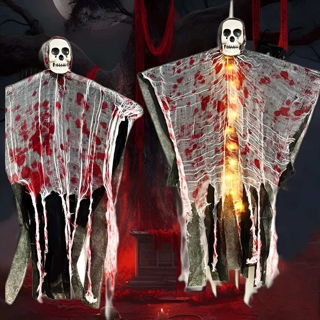 Blood-dyed luminous plastic skull hanging ghost Halloween ornament