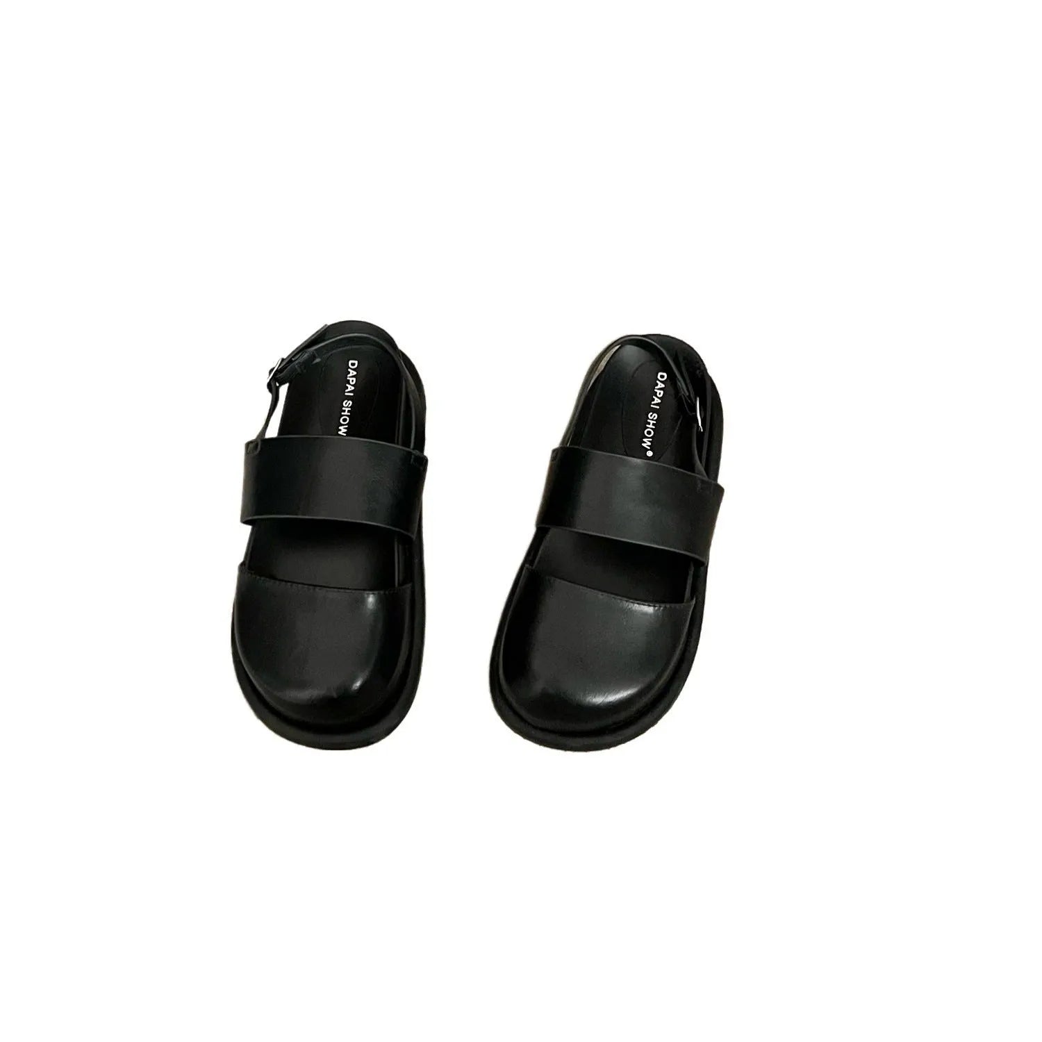 Retro raised sole sandals with ankle buckle in microfibre, shown in apricot colour