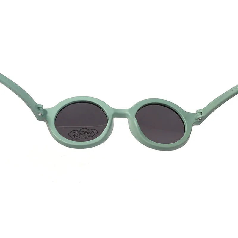 Children's silicone sunglasses for ages 0-3 with round frame and UV400 protection