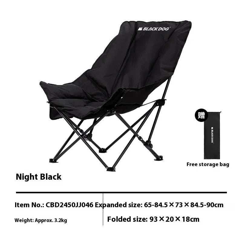 Night black Oxford cloth folding moon chair for camping and outdoor use