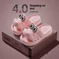 EVA platform parent-child matching sandals in animal print patterns showing pink, green, yellow, and blue colour options
