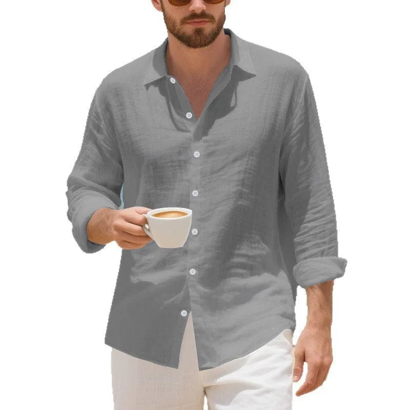 Linen Hawaiian shirt in American loose fit with non-iron fabric available in eight colours