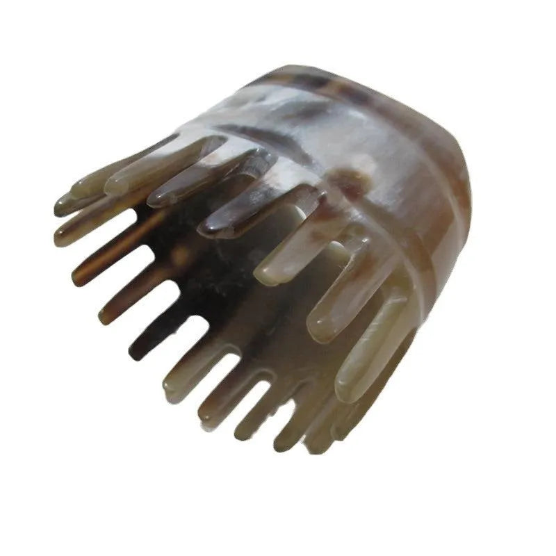Black finished white buffalo horn comb with wide teeth for head massage and hair care