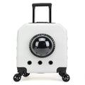 Hard PVC pet flight case trolley in pink colour with wheels for cat transport