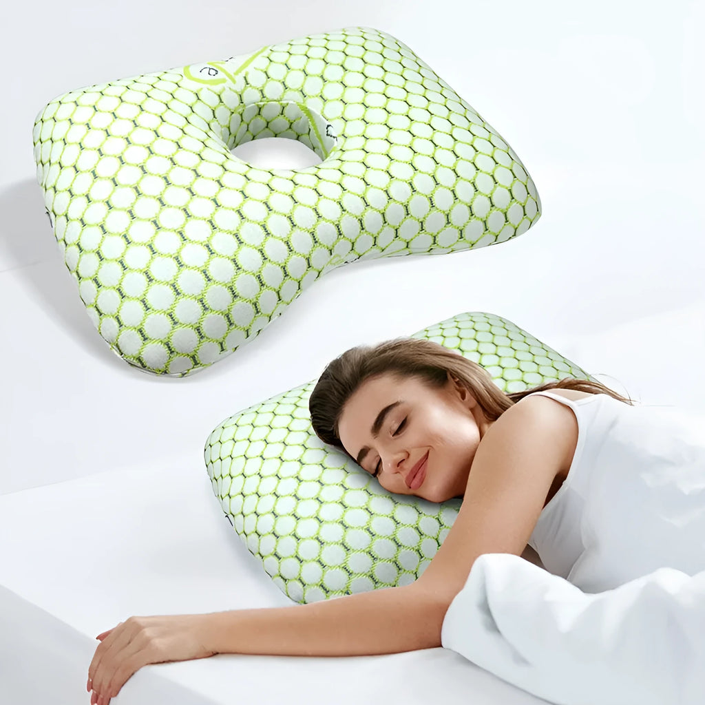 Single hole ear pillow for beauty salon treatments in grey colour