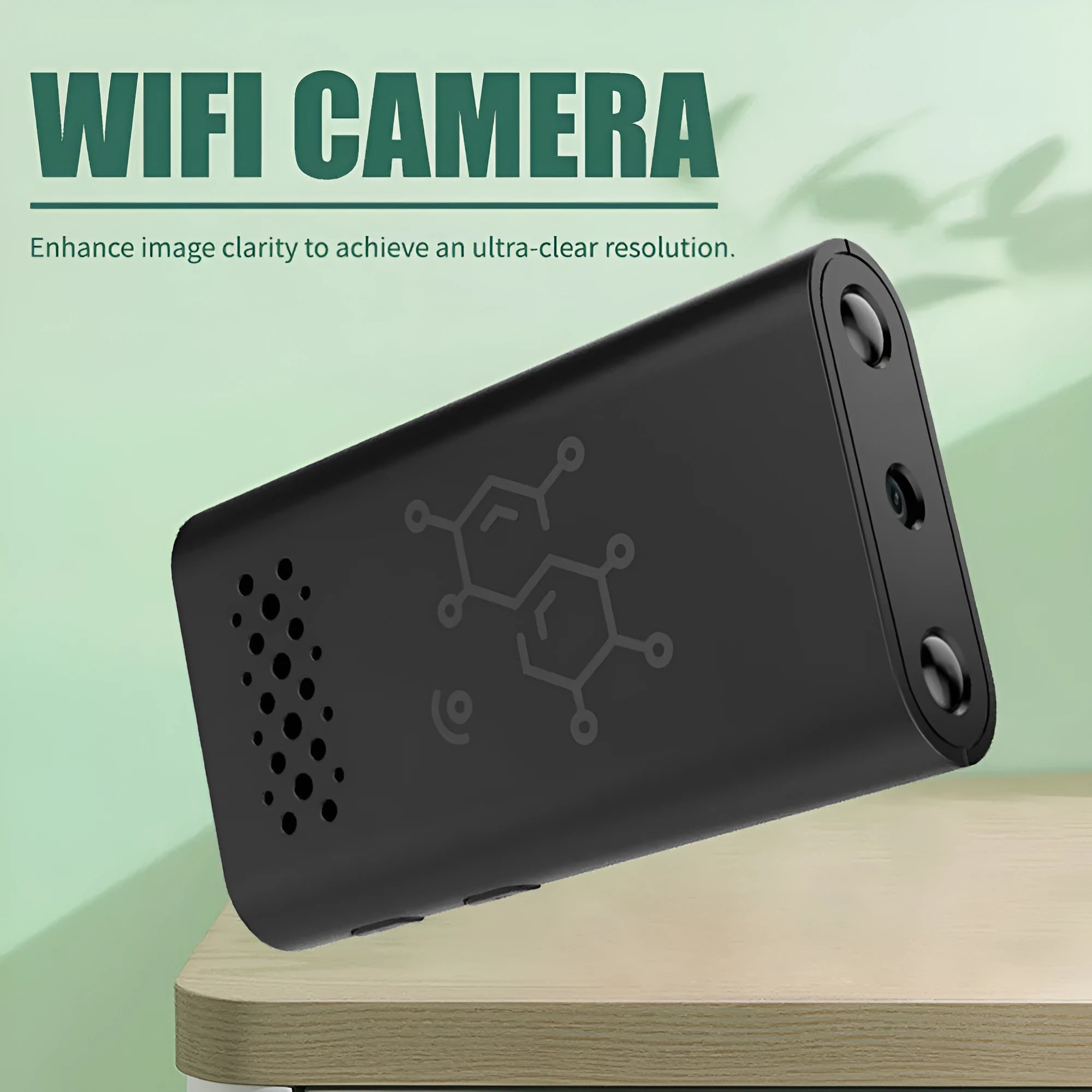 Black indoor smart security camera with 1080p HD video for WiFi and mobile phone baby monitoring.