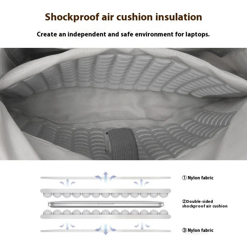 Shockproof inner liner laptop bag in waterproof nylon fabric showing medium and large sizes