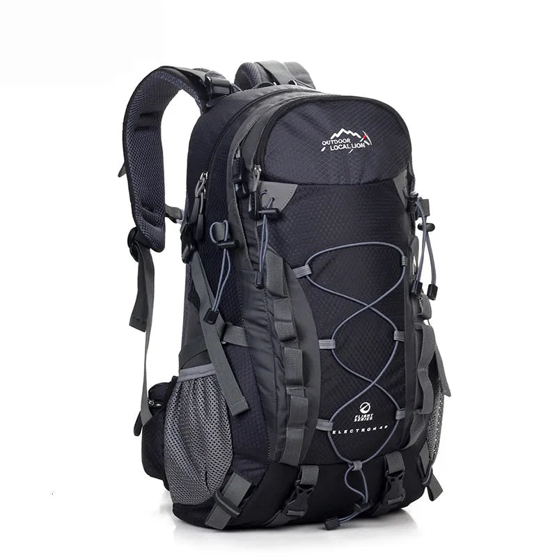 Polyester outdoor backpack in green with 20-35L capacity for hiking and camping