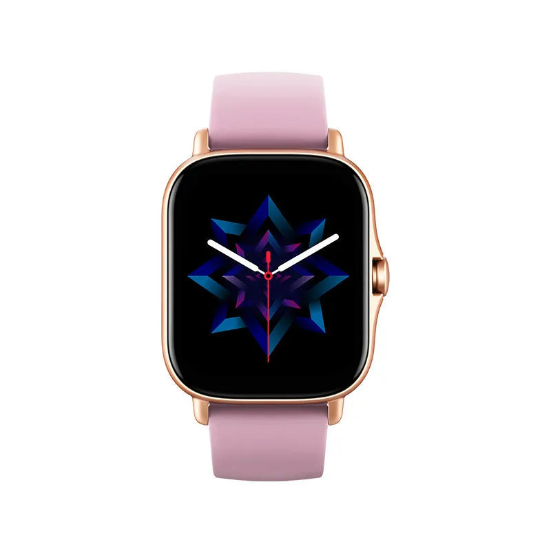 GT20 black smartwatch showing time on its 1.75-inch screen with a silicone wrist band.