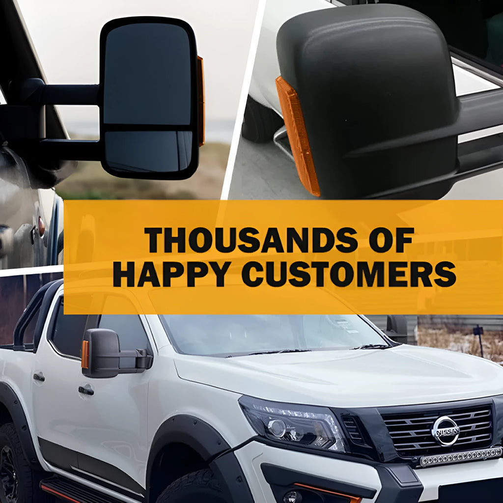 Black exterior rear vision mirror with integrated indicator light for Nissan NP300 D23 2015-onwards