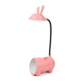 Green cartoon USB desktop lamp with pen storage container on wooden desk