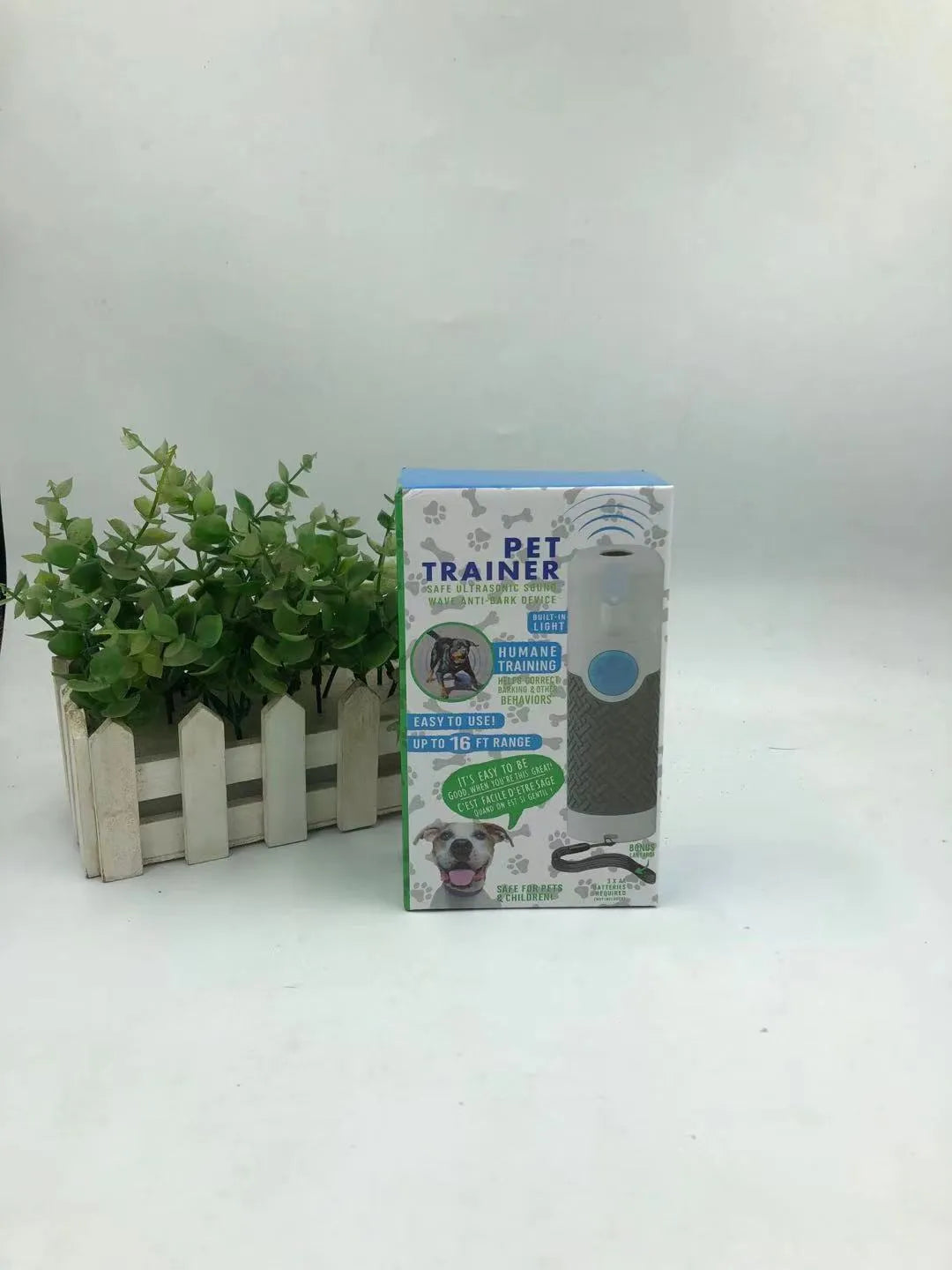 White ABS plastic ultrasonic handheld dog trainer device for barking control