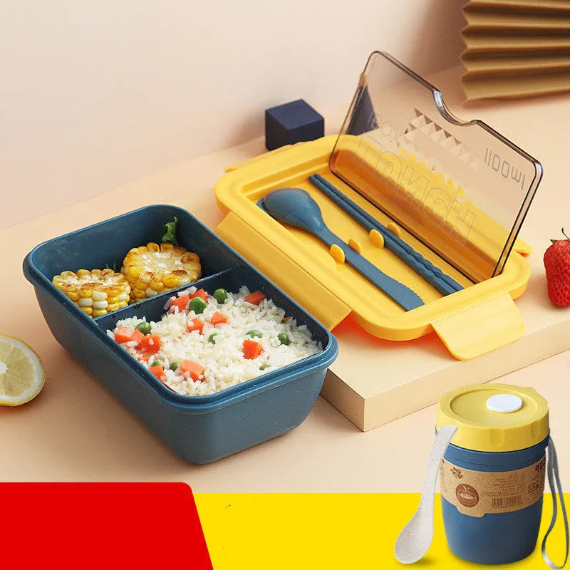 Four-layer partitioned plastic bento lunch box with Nordic design in green colour