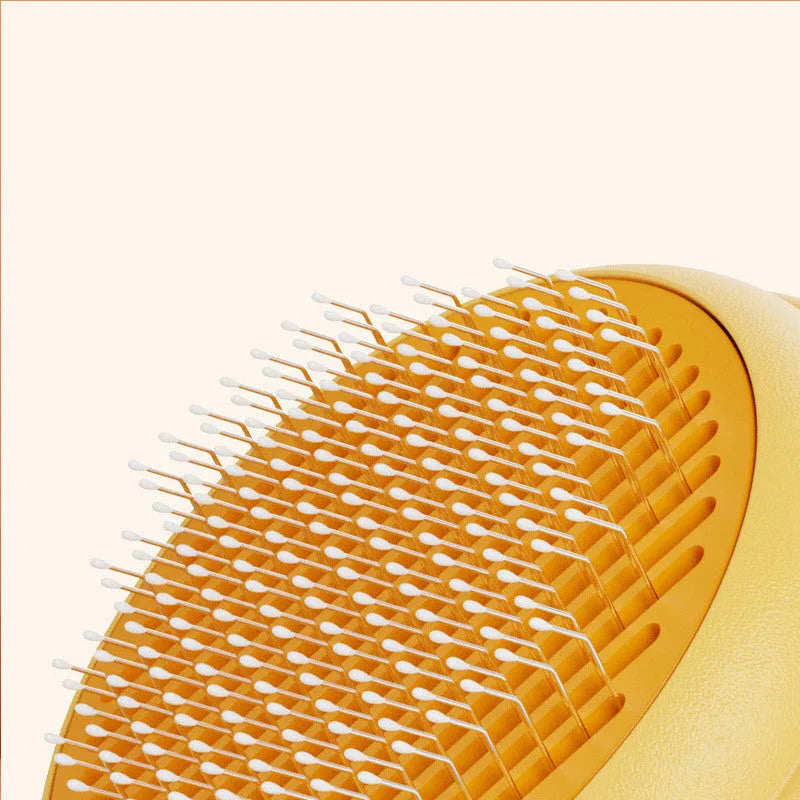 hoopeet pet hair cleaning comb brush with stainless steel needles in yellow, 198x87x46mm